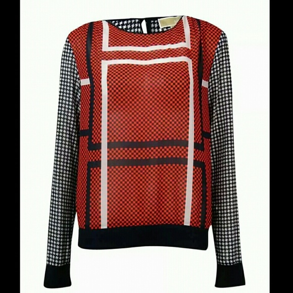 MICHAEL KORS mixed print long sleeve top size L