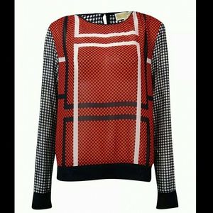 MICHAEL KORS mixed print long sleeve top size L