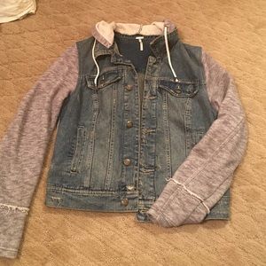 Free People Denim Knit Jacket