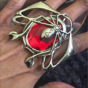 Extraordinary Red Spider Silver Plated Ring