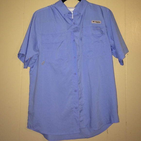blue Columbia fishing shirt