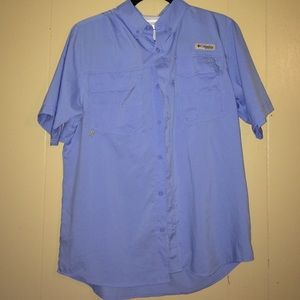 blue Columbia fishing shirt