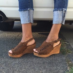 Bohemian styled platform wedges.