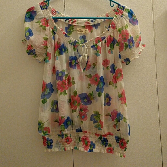 Sheer floral blouse top