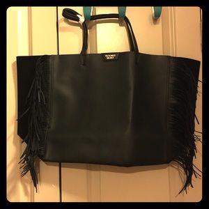 Victoria's Secret black fringe tote bag