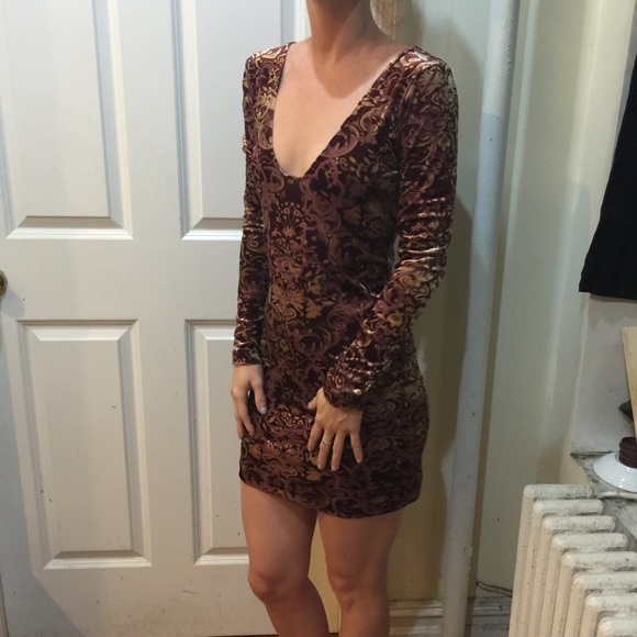 Free People Dresses & Skirts - FREE PEOPLE Burgundy Velvet Floral Deco Dress