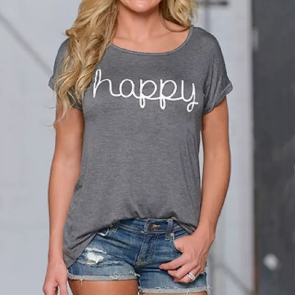 BNWT Super cute trendy Happy t shirt - Picture 3 of 3