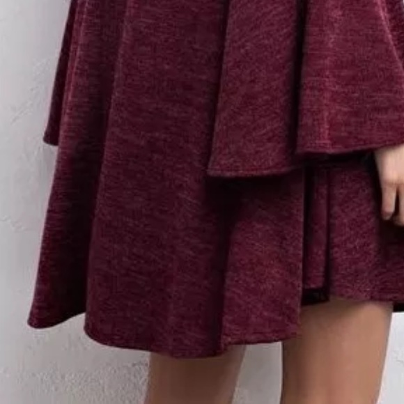 SWING DRESS Stretchy Bell Sleeve Draped Mini Tunic - Picture 7 of 8