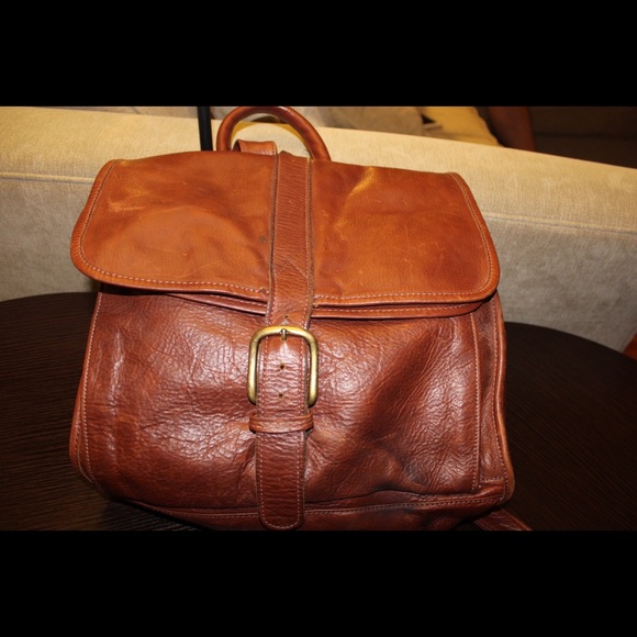Genuine Brown Leather Backpack