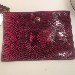 Coach, Pink Python Clutch. NWT