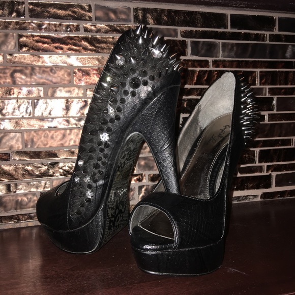 Black spiked Qupid Luxe heels.