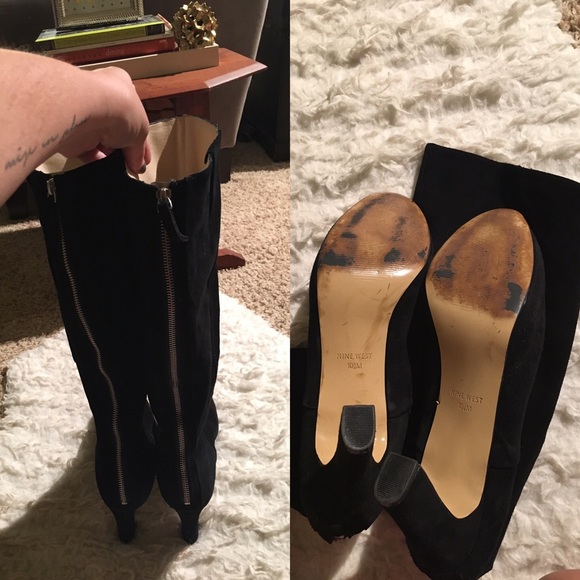 Nine West black suede "Numberone" heeled boots - Picture 3 of 4