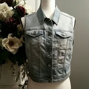 Denim vest with lace back section
