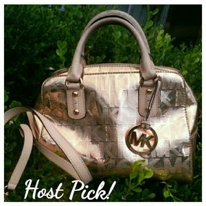 Rose Gold Michael Kors Satchel Convertible Bag