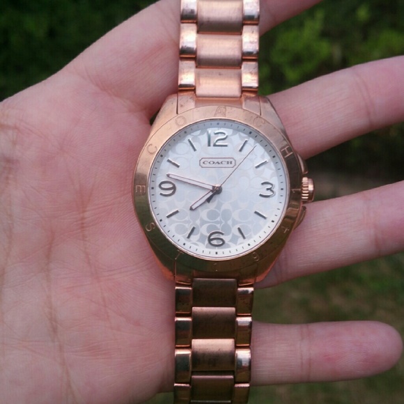 Coach Tristen Rose Gold Plated Watch Signature - Picture 1 of 4