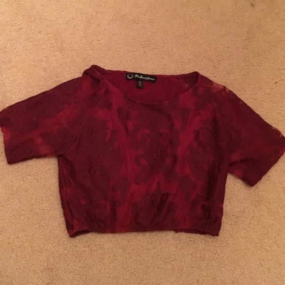 For Love and Lemons red lace crop top