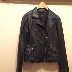 Black Faux Leather "Boyfriend" fit Moto Jacket