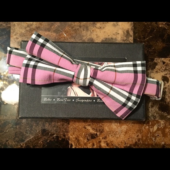 Pink/white/black Plaid Bow tie/Hair bow - The Cue