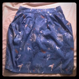 H&M Blue Bird Print Skirt with Pockets