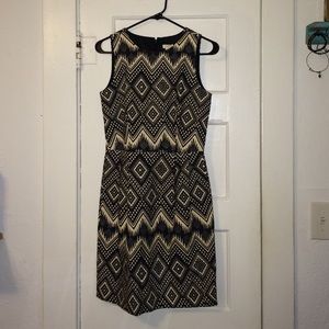 JCrew Factory Pattern Pleat Dress - Navy/Cream