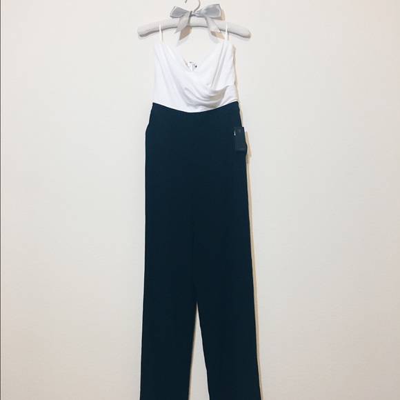 GUESS // Strapless Black & White Jumpsuit - Picture 1 of 4