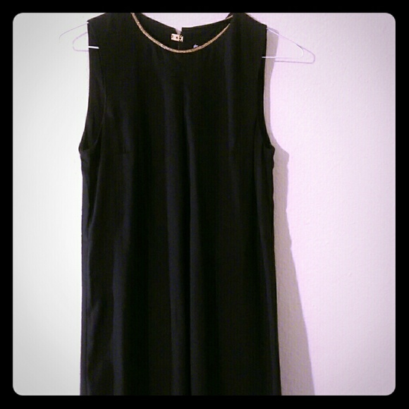 Gold Embellished Shift Basic Dress
