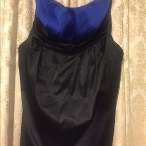 Black and blue strapless mini