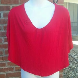 Red winged top with lace