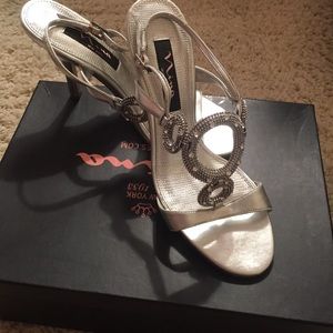 Silver Metallic rhinestone sandal