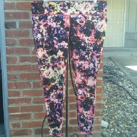 Floral graffiti active wear pants