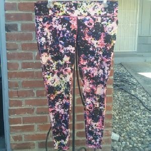 Floral graffiti active wear pants