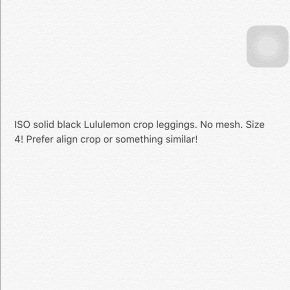 ⭕️ISO⭕️ solid black crop Lululemon leggings!