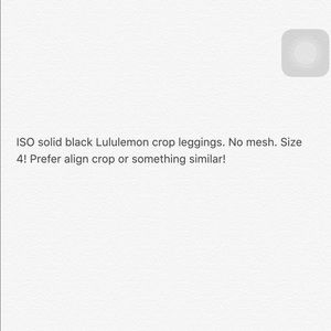⭕️ISO⭕️ solid black crop Lululemon leggings!