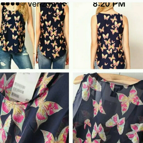 1 blue flower print sleeveless top + G-String