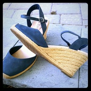 Blue Suede Wedges