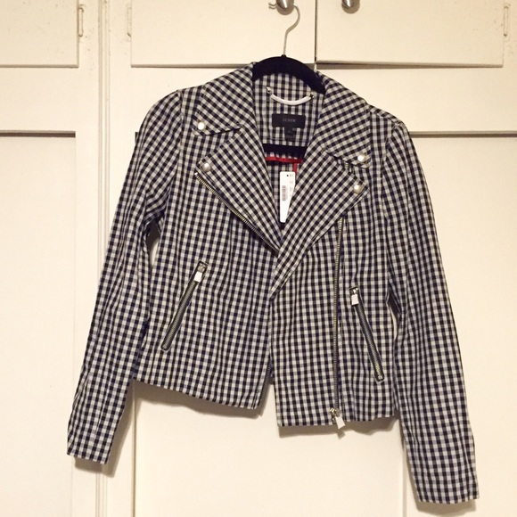 J. Crew Gingham Motorcycle Jacket