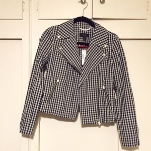 J. Crew Gingham Motorcycle Jacket