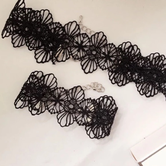 BOHO Black Lace Choker & Bracelet -[JW-123] - Picture 3 of 3