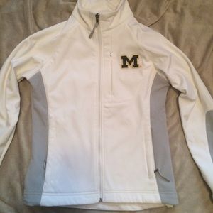 Women's University of Michigan softshell jacket.