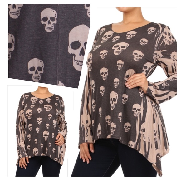 ASYMMETRICAL SKULL PRINT TUNIC - Picture 2 of 4