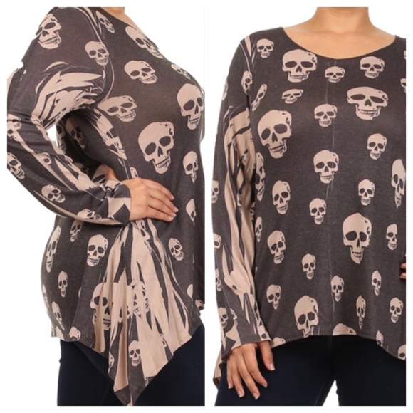 ASYMMETRICAL SKULL PRINT TUNIC - Picture 3 of 4