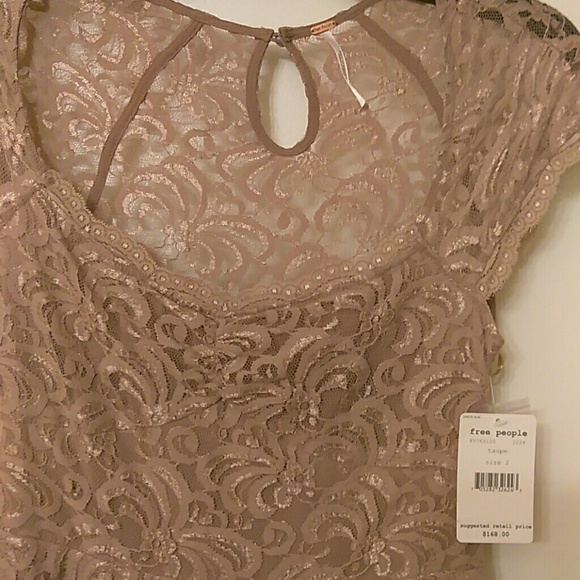 FREE PEOPLE- Taupe beautifully hand sewn in lace - Picture 2 of 4