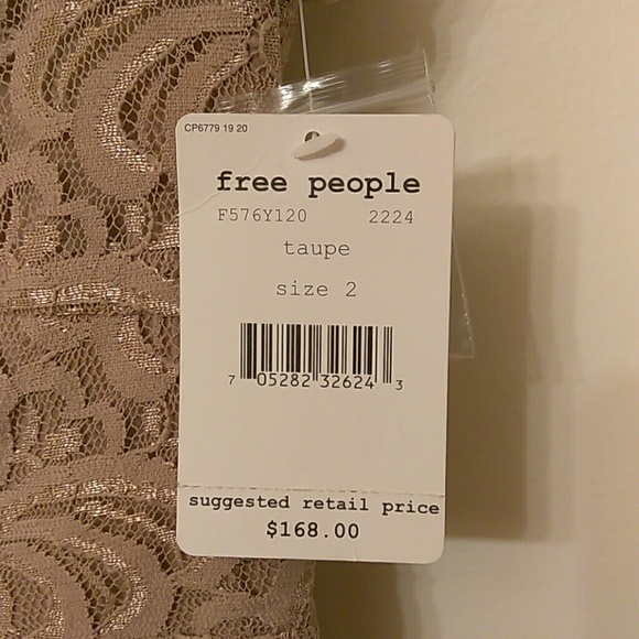 FREE PEOPLE- Taupe beautifully hand sewn in lace - Picture 3 of 4