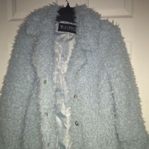 Guess baby blue shag coat