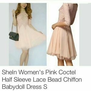 . Pink chiffon lace bead dress + G-String