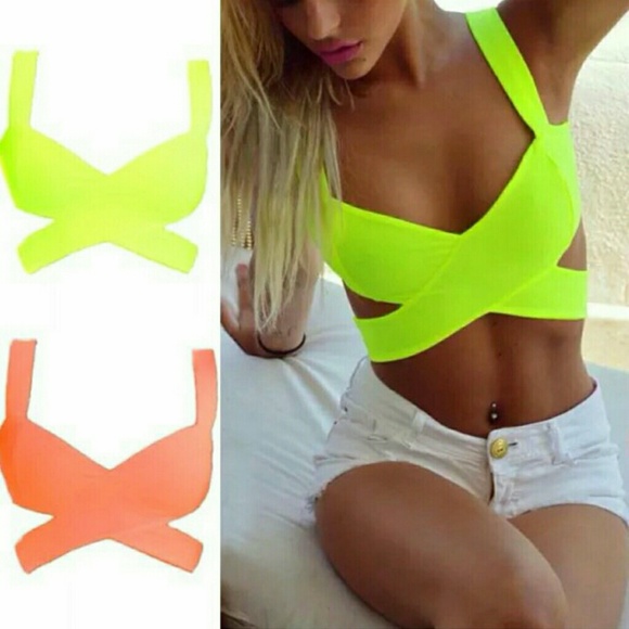 Criss Cross Front Halter Tank Bra Top+ G-String