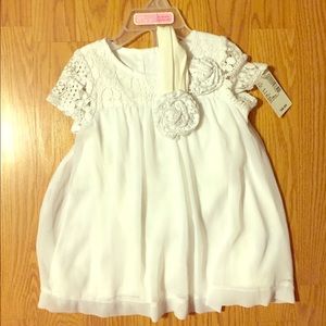 WHITE DRESS AND HEADBAND! NWT! Size 12-18 months