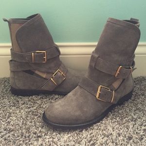 BURBERRY WORCESTER GREY SUEDE SHORT BOOTS SZ- 37