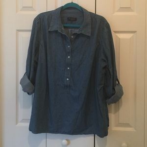 Talbots polka dot denim chambray tunic 3x