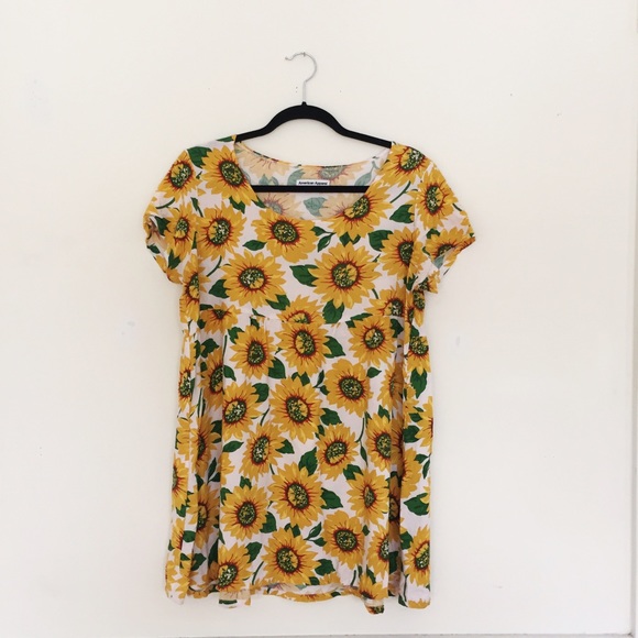 American Apparel Sunflower Printed Babydoll Dress